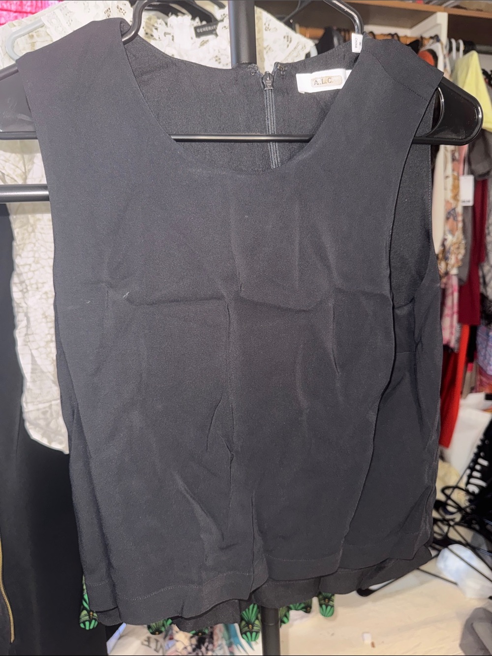 A.L.C. SILK Sleeveless Black Shell Top